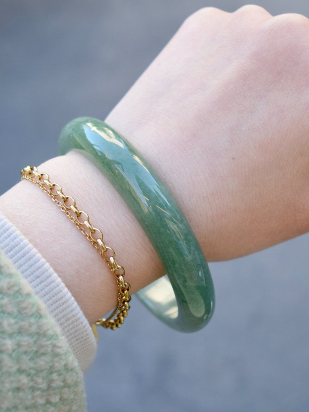 65.6 mm Green Aventurine Quartz Jade Bangle Bracelet